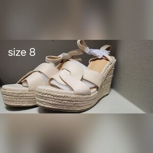 Elegant Cream Wedge Sandals